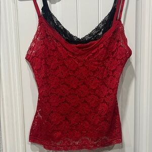 Marilyn Monroe Red Lace Camisole with Black Accents